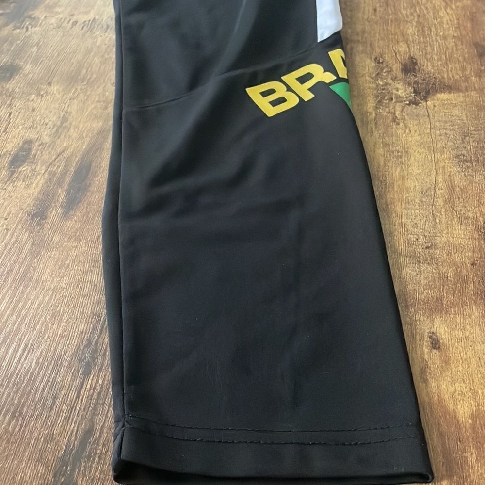 Brazil Soccer Mitre polyester black joggers with side Brazil imprint men’s Med